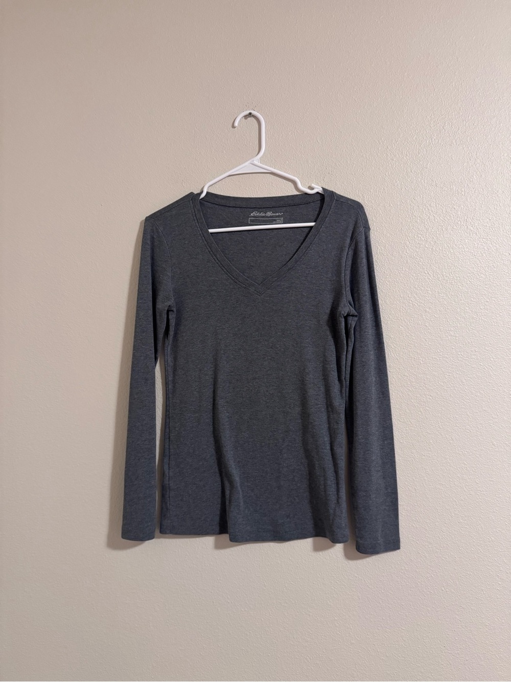 Eddie Bauer Women's Charcoal V-Neck Long Sleeve Tee